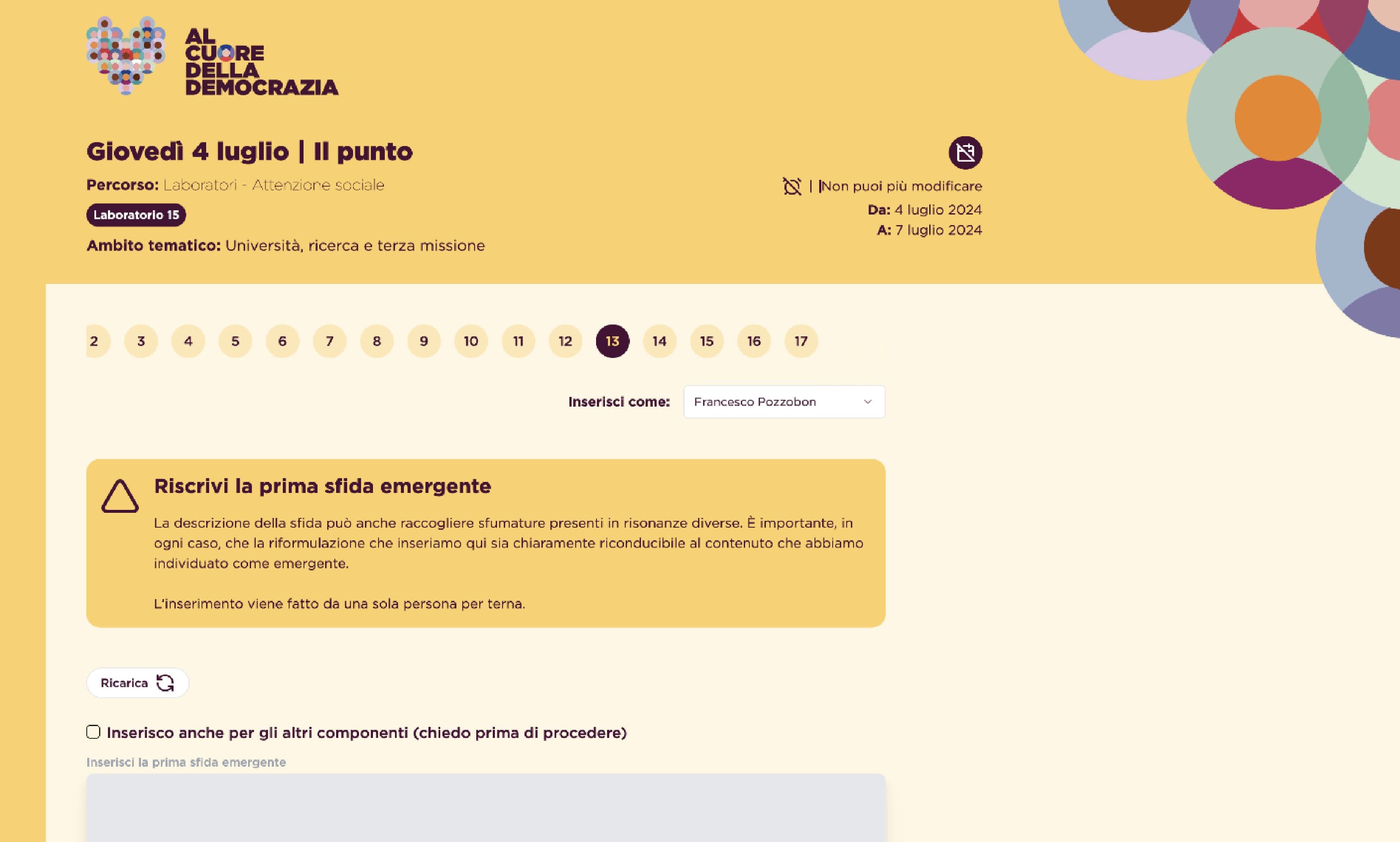 Attività 4 - Web App | Settimane Sociali Attività 4 - Web App | Settimane Sociali