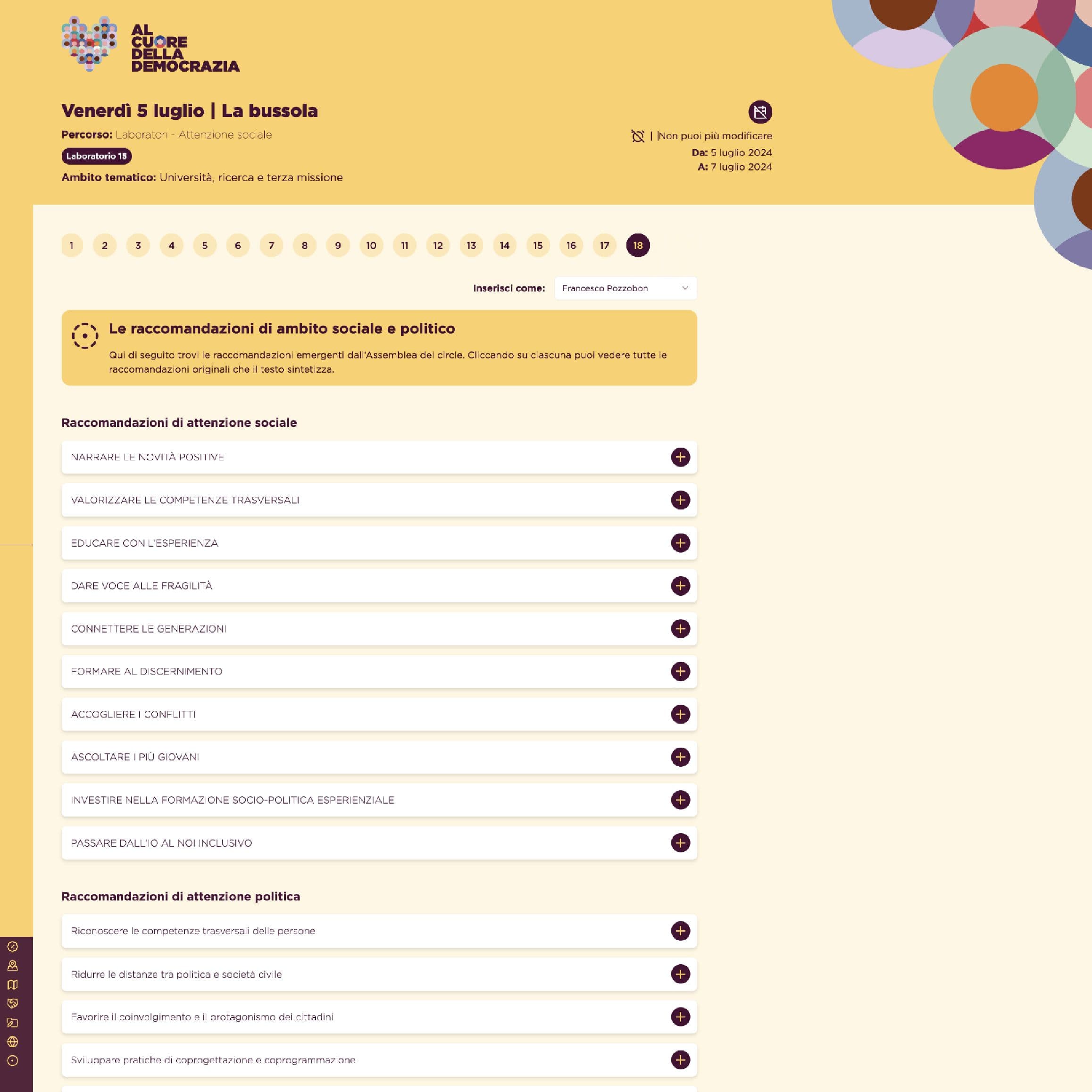 Attività 2 - Web App | Settimane Sociali Attività 2 - Web App | Settimane Sociali